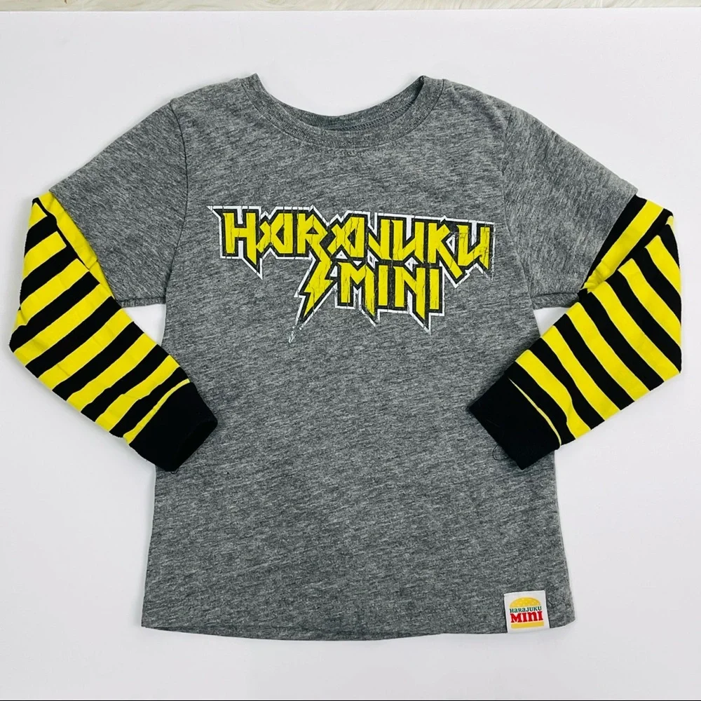 Harajuku Mini X Target Boys Long Sleeve Striped Gray Gwen Stefani Sz 4T T-shirt - Picture 2 of 7